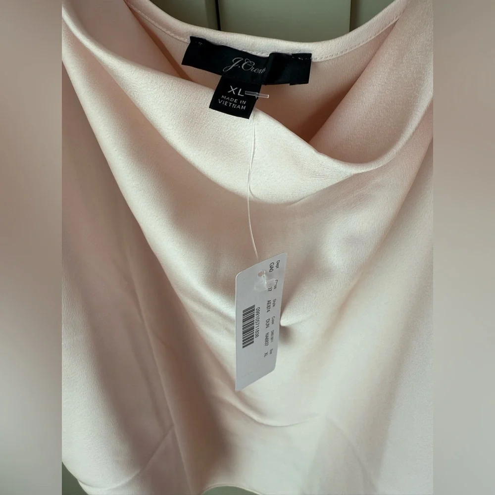 NWT J.Crew Soft Pink/Blush Cowl Neck Cami SZ XL w adjustable straps